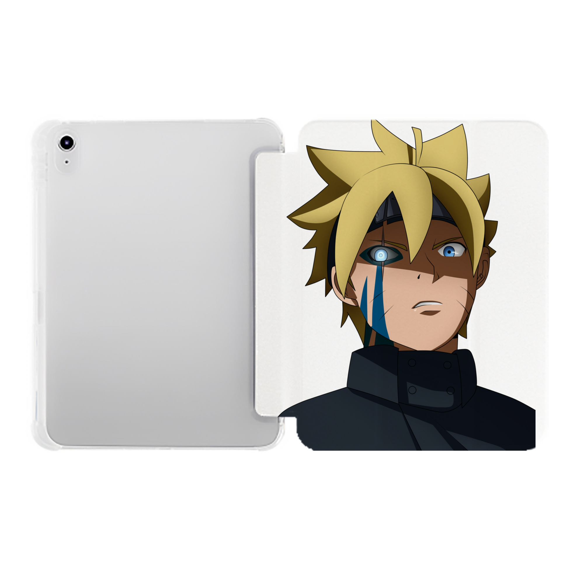 （画像用） NARUTO -ナルト- うずまき ボルト Uzumaki Boruto IPad ケース ペン収納付き 三つ折りスタンド PUレザー×シリコン 対応機種9.5/10.5/10.9インチ